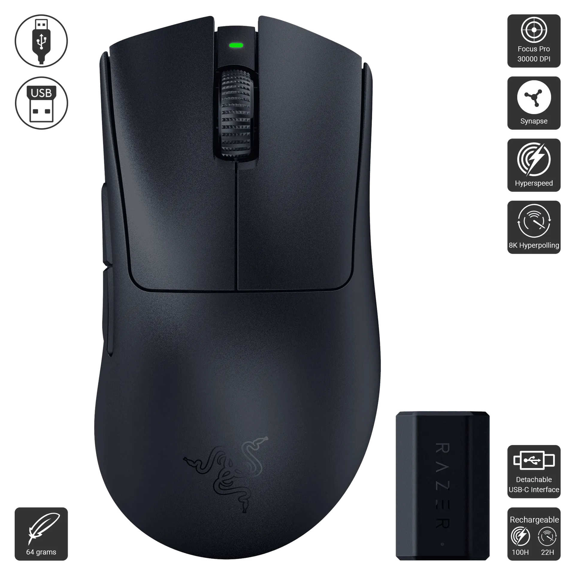 DeathAdder V3 Pro with 8000Hz Dongle