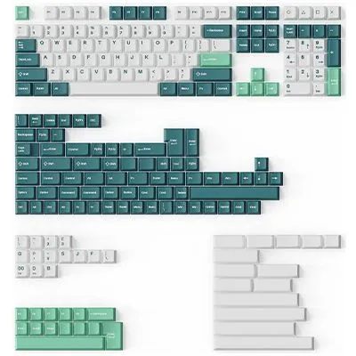 Cherry Profile Double - Shot PBT Full Set Keycaps - White Mint